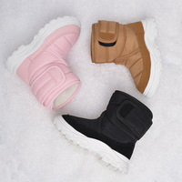 Bottes de neige unisexes pour enfants de style coréen, chaudes, automne/hiver, semelles souples, confortables, fermetures velcro, légères, rembourrées en fourrure