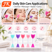 Pinceau applicateur de masque en argile de silicone Jinke 2 en 1, poils doux, double face, nettoyage du visage, poignée antidérapante, 15 cm, réutilisable