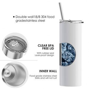 20oz Sublimation Car Tumbler Slim Stainless Steel Insulated <b>Beer</b> Cup Car Travel Tumbler with Straw - Product Image 2