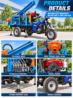 Mini foreuse de puits d’eau montée sur tricycle, machine portable diesel de forage de puits d’eau pour l’approvisionnement rural