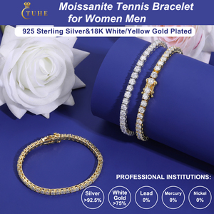 Pulsera de Tenis de Lujo con Diamantes de Moissanita VVS de 2mm-6mm para Hombre y Mujer, Joyería de Plata de Ley 925 con Baño de Oro y Moissanita Creada en Laboratorio - Product Image 3