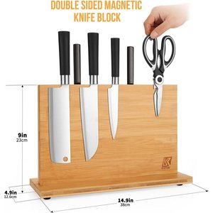 Bloc à couteaux en bambou 7 pièces, support magnétique en bois pour couteaux, rangement de cuisine - Product Image 4