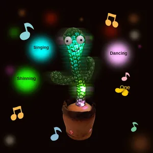 Amazon Hot Selling Soft Plush Cactus Duck Electric Talking Singing Dancing Plush Toys Cactus Toy Character Doll