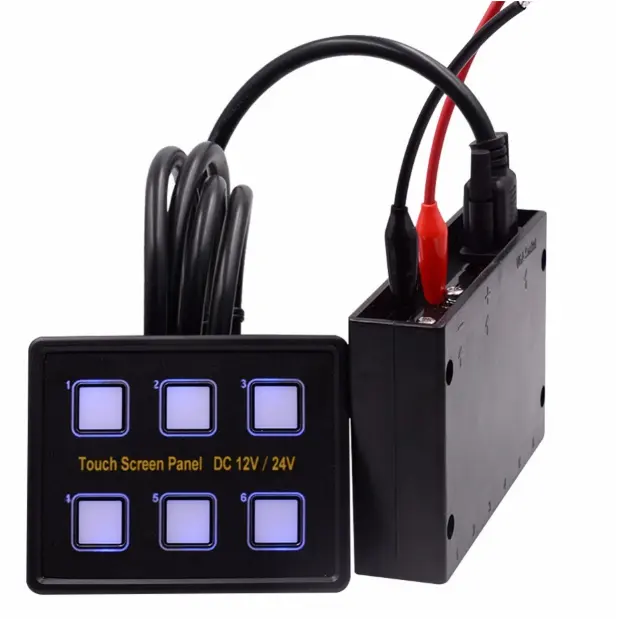 12V/24V 6 Gang LED Switch Panel Slim Touch Control Panel Box for Car Marine Boat