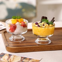 Bol à dessert en verre transparent de forme florale, durable, recyclable, nouveau design, exquis, classique, gobelet à glace gaufré