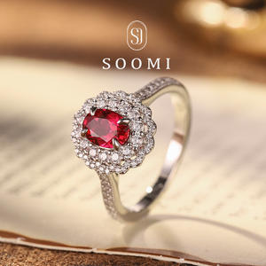 Bague en tungstène de luxe légère, imitation haute qualité, avec pierre rouge sang de pigeon taillée artificiellement, <span class=keywords><strong>bordure</strong></span> en dentelle, classique, passe-partout, ouverte - Product Image 6