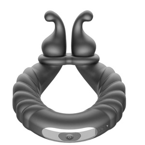 Rechargeable 10-frequency vibration silicone semen-locking ring, wearable for outdoor use, anti-ejaculation penile <b>exercise</b> and - Product Image 1