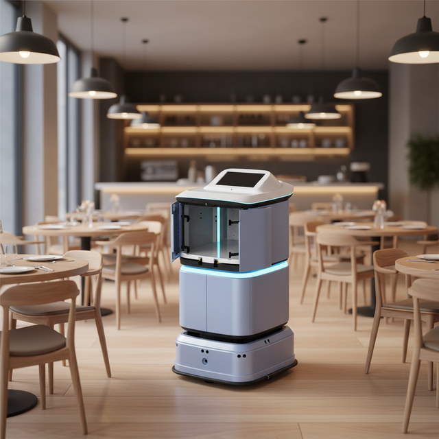 Smart Commercial Service Robot with LDS Slam Navigation 40kg Payload & 10h Runtime for Hotel Room Delivery & Guest Assistance