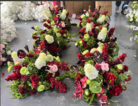 Bouquet de fleurs artificielles fait main rouge bordeaux pour mariage, avec lys calla, roses et hortensias, boule de fleurs de 60 cm pour centre de table