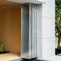 Puerta Plegable de Aluminio con Aspecto de Madera AOSTTER, con Doble Acristalamiento Low-E IGU y Herrajes para Uso Tradicional en Propiedades