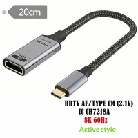 Adaptateur de câble de type C mâle vers HDTV femelle en aluminium plaqué or avec puce prenant en charge 8K 60Hz/4K 120Hz