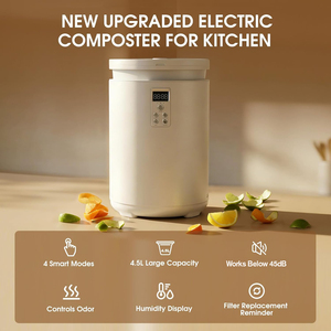 เครื่องทำปุ๋ยหมักไฟฟ้ารุ่นใหม่ปรับปรุงแล้ว ขนาด 4.5 ลิตร แบบป้อนอาหารเป็นชุดๆ สำหรับขยะอาหารในครัว พร้อมระบบควบคุมกลิ่นและหน้าจอแสดงความชื้น - Product Image 1