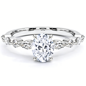 Bague de fiançailles en diamant de laboratoire taille marquise, clarté VVS1, CVD HPHT |   Bague de luxe plaquée rhodium IGI en or massif 10K/14K/18K - Product Image 3