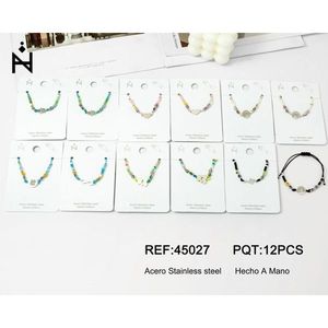 Bracciale con perline in acciaio inossidabile, set da 12 pezzi, gioielli alla moda, fatto a mano. - Product Image 1