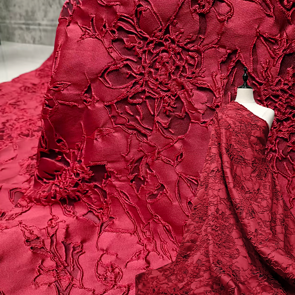 3D Jacquard Relief Fabric Allover Rose Pattern for Cheongsam JST-222