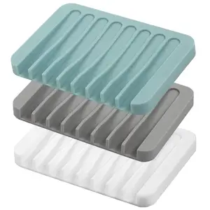 卸売コームソフトシリコンは石鹸を乾いた状態に保ち、お手入れが簡単ですバスルームの滝セルフドレンソープラック