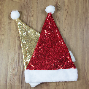 Casquette de Noël personnalisée en or et rouge avec paillettes brillantes pour adultes - Product Image 1