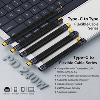 Kabel USB4.0 90 Derajat Thunderbolt3 Elbow USB C 40Gbps Kabel Tipe C Sudut Thunderbolt 4 untuk SSD Laptop Macbook Konektor Elbow