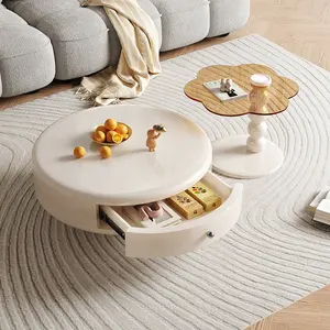 Luxury Combination Home Furniture Set Rotatable Round Low Tea Table Cloud Shape Glass Hight End Table Living Room Coffee Table