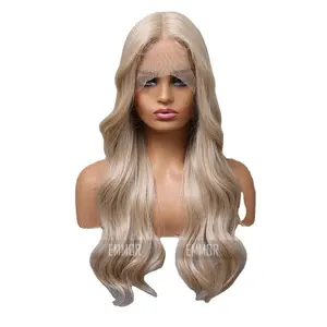 Fashion Gradient Light Blonde Large Wave High Temperature Fiber Synthetic Hair Wig Party Travel Use