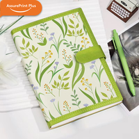 Carnet en cuir PU à imprimé floral avec reliure thermique, boucle magnétique, logo personnalisé, carnet de planification A5 à couverture rigide pour cadeau de bureau