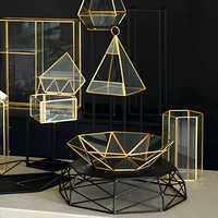 Boîtes de présentation de bijoux en gros, formes géométriques, boîte à bijoux en verre miroir pour mariage