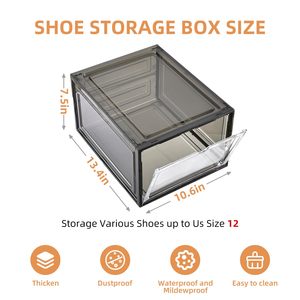 Boîte de rangement pour chaussures personnalisable, boîte à chaussures en plastique recyclable translucide, anti-poussière, empilable, avec aimant - Product Image 5