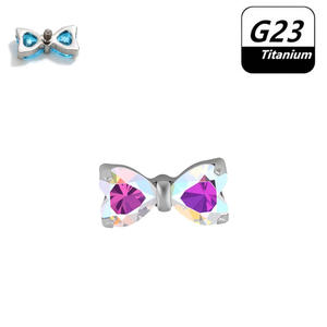Pendientes de Zirconia 5A Gaby con Lazo, de <span class=keywords><strong>Titanio</strong></span> <span class=keywords><strong>Puro</strong></span>, <span class=keywords><strong>Piercing</strong></span> Labret para Labio con Rosca Interna, Joyería para Bodas - Product Image 5