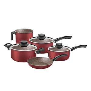 Juego de Ollas y Sartenes Modernas de Cerámica con Revestimiento de Mármol, Tapas de Vidrio, Asas de Baquelita, Antiadherentes, de Aluminio, Aptas para Inducción y Lavavajillas - Product Image 1
