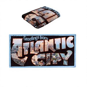 Serviette de plage en peluche personnalisée 30"x60" séchage rapide, design logo Atlantic City, 48 pièces/lot, impression par sublimation de luxe, modèle 79269 - Product Image 1