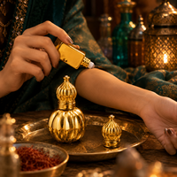 Flacon de parfum en verre électroplaqué or 6ml 12ml 15ml, flacon vide pour huiles essentielles, flacon d'attar arabe, fiole en verre rechargeable