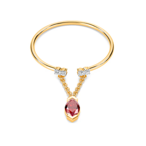 Collar de Lujo Premium para Mujer con Colgante de Piedra Marquesa, Cadena de Círculo Abierto en Color Dorado, Joyería Elegante de Moda, Regalo - Product Image 4