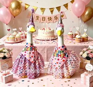 ชุดเครื่องแต่งกายสำหรับตกแต่งรูปปั้นห่านบนระเบียงขนาด 23 นิ้ว สำหรับตกแต่งสวน งานเลี้ยงวันเกิด - Product Image 4