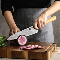 Nouveau couteau de chef Sharp Kitchen, 67 couches d'acier Damas, style japonais, manche octogonal en bois d'olivier et corne de buffle.