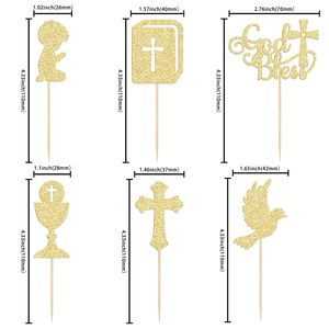 Decoraciones <span class=keywords><strong>para</strong></span> Cupcakes con Diseño <span class=keywords><strong>de</strong></span> Cruz, Paloma, Cáliz y Biblia, con Brillo, <span class=keywords><strong>para</strong></span> Baby Shower, Cumpleaños y Fiestas - Product Image 2