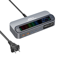 Charger Cepat USB-C 30W PD3.1 140W Tipe-C dengan Layar LCD dan 2 Port untuk Laptop, Ponsel, Tablet, dan Desktop Universal