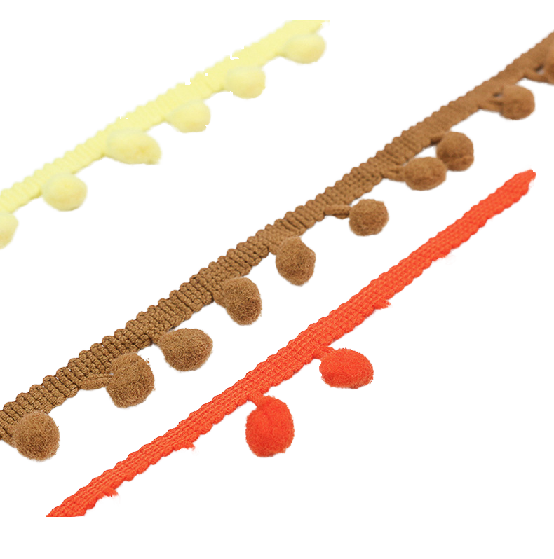 Wholesale 10 Yard Lot Of 2cm 20mm Pom Pom 100% Polyester Lace Trimming Eco-friendly For Garments Hats Curtains