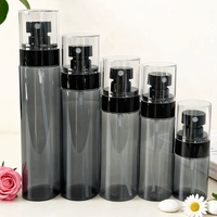Emballage cosmétique de luxe 120 ml 100 ml 80 ml 60 ml 30 ml, flacon pulvérisateur en plastique transparent noir pour le soin de la peau