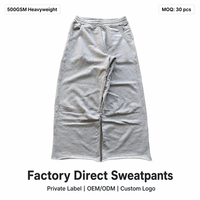 Pantalones Deportivos Anchos de Felpa Francesa de 500 g/m² Personalizados para Hombre, Joggers Holgados con Dobladillo Abierto, Marca Privada, Ropa Urbana