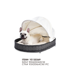 Cama Grande para Mascotas de Mimbre con Cubierta, Sofá para Perros con Toldo Extraíble, para Todas las Estaciones, Interior y Exterior, para Perros Grandes, con Logotipo Personalizado - Product Image 1