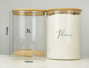 3L Borosilicate Large Kitchen Food Flour <strong>Laundry</strong> Canister Manson Glass Storage <strong>Jars</strong> with Bamboo Lid - Product Image 3