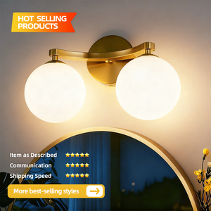 Modern Copper <b>Wall</b> Lamp <b>with</b> White Glass Shades E27 LED 3500K Warm <b>Light</b> for Bathroom <b>Wall</b> Mounted - Product Image 2