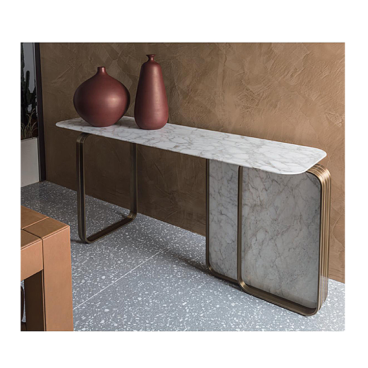 Современный роскошный мраморный стол-Консоль высшего класса толщиной 20 мм, консольный стол для гостиной из нержавеющей стали и мрамора