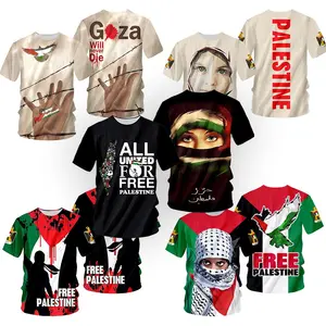 T-Shirt da uomo in stile palestino nuovo stile personalizzato Nuoxin con serigrafia bandiere Palestine T Shirt