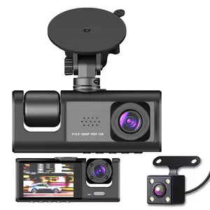 Tốt nhất Ba máy ảnh 2 inch 3 ống kính Xe DVR ba ống kính xe máy ảnh HD 1080P Dash Cam 120 Độ rộng góc xe hộp đen