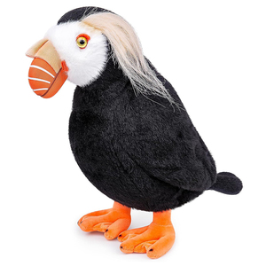 Peluche Puffin touffue de 10 pouces au design unique, jouet en peluche réaliste, figurines de collection pour enfants - Product Image 1
