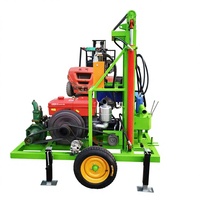 Plateforme de forage portable pour puits d'eau profonds de 200 m avec moteur diesel et boîte de vitesses, pour l'agriculture, la construction résidentielle et l'irrigation