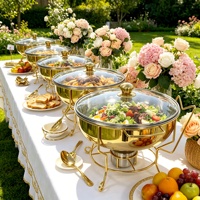 Chauffe-Plats Royal Miroir de Luxe pour Mariages et Banquets – Plats de Service pour Traiteur, Idéal pour Fêtes et Événements en Extérieur