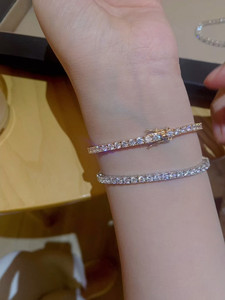 Pulsera de tenis de circonita cúbica completa para mujer, delicada fila de circonitas, cadena fina, apilable, impermeable, de alta calidad. - Product Image 6
