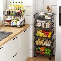 MasterACCT 3Tcart2 Metal Keukenrek 3 Planken voor Fruit- en Groentebewaring Duurzame Vloerwagen Organizer Stapelbare Mandjes